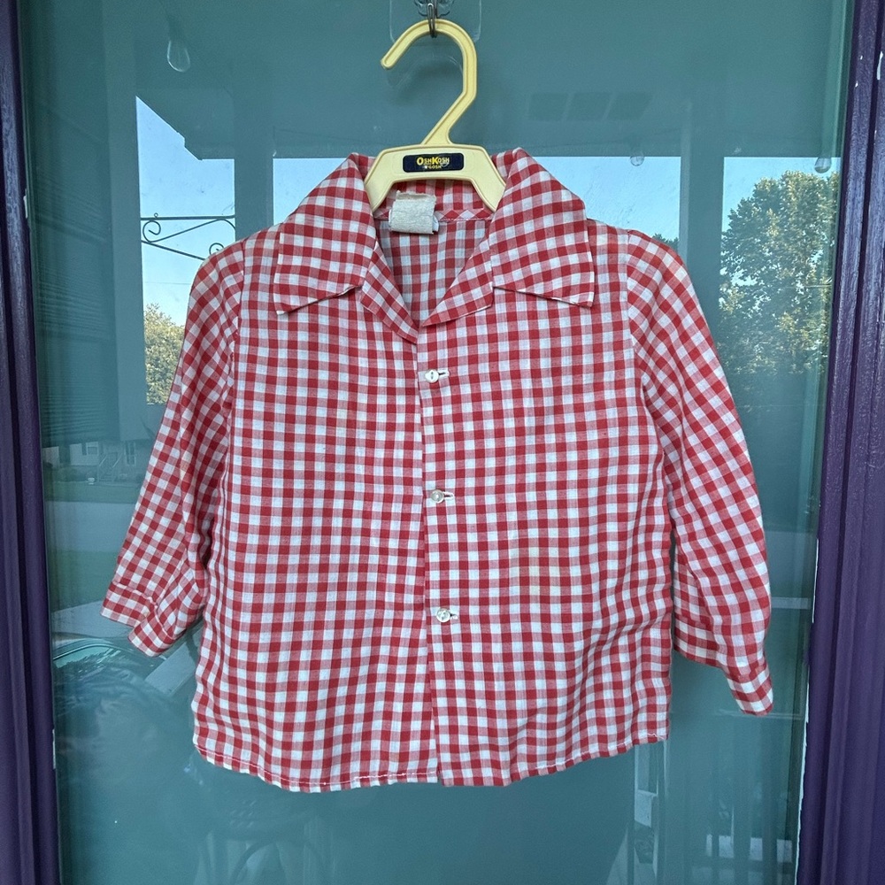 Vintage Nannette Red and White Gingham Button Down Shirt